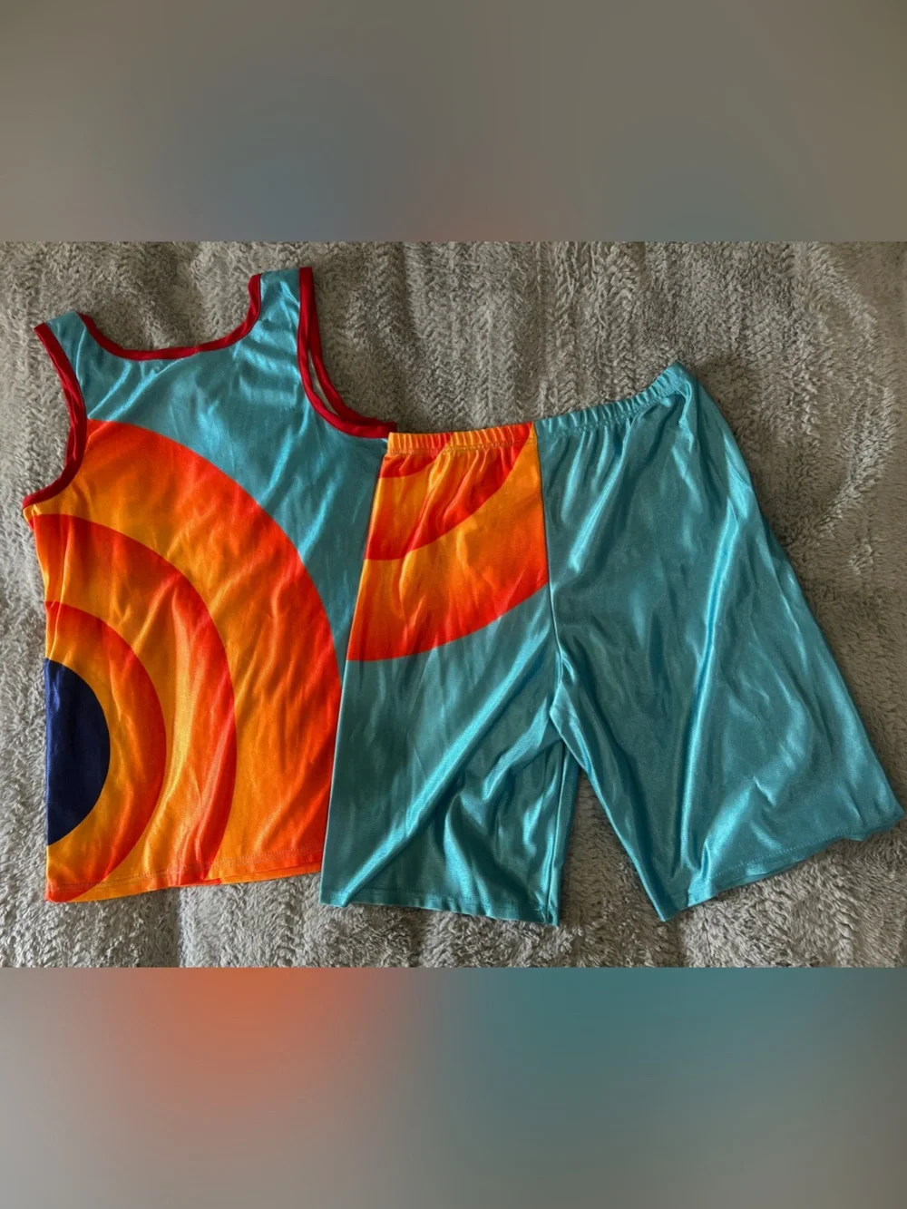 Tune Squad Retro Basketball Jersey & Shorts Set - Orange & Aqua